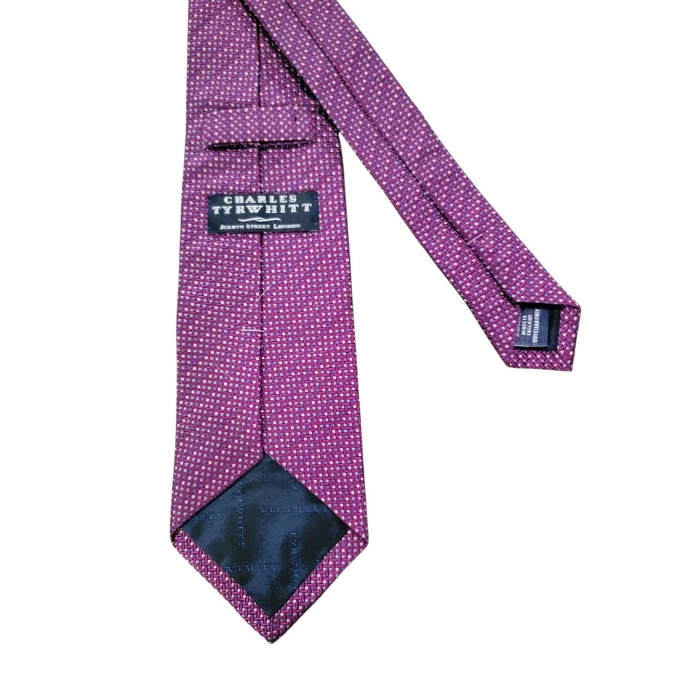Charles Tyrwhitt Mens Purple Geometric Silk Necktie‎ Jermyn Street London